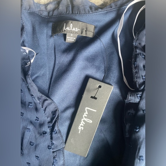 Perfectly Darling Navy Blue Swiss Dot High-Low Wrap Dress - NEW WITH TAGS! - Picture 7 of 8